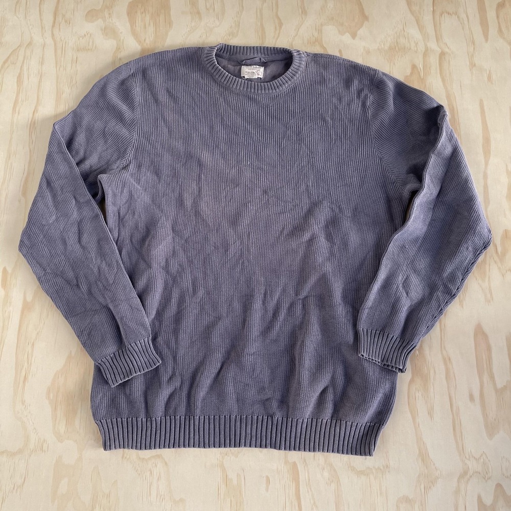 Eddie Bauer Sweater Mens 2XLT Purple Tight Knit Crewneck Cotton Pullover Casual